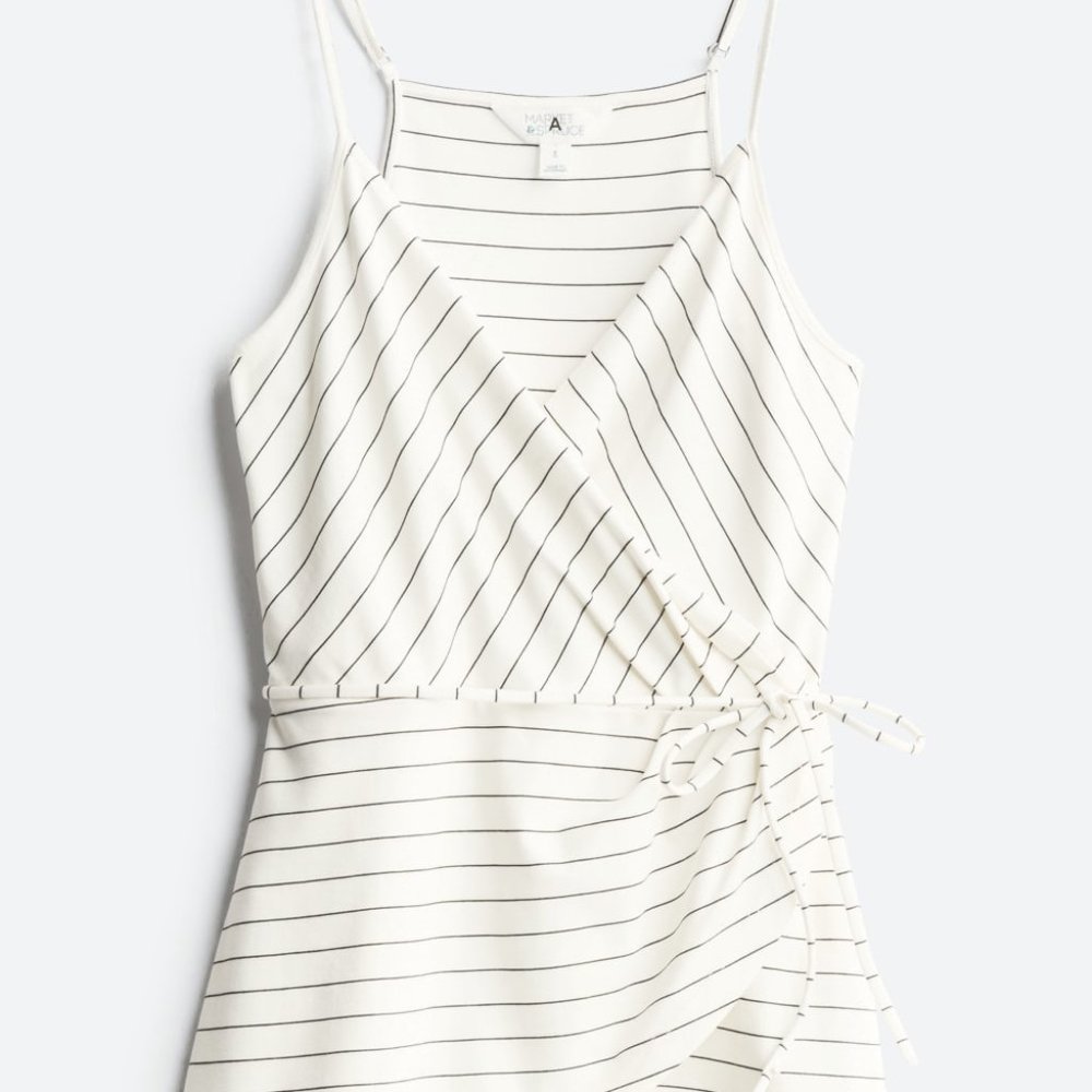 MARKET & SPRUCE Vinnea Faux Wrap Ponte Knit Top